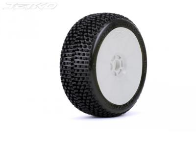 Pneus buggy 1/8e "Dirt Slinger" montés-collés sur jantes blanches SuperSoft (la paire) JETKOPOWER