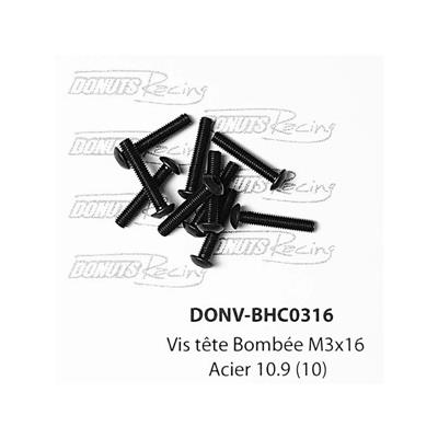 Vis têtes bombées M3x16 Acier 10.9 (10) DONUTS RACING