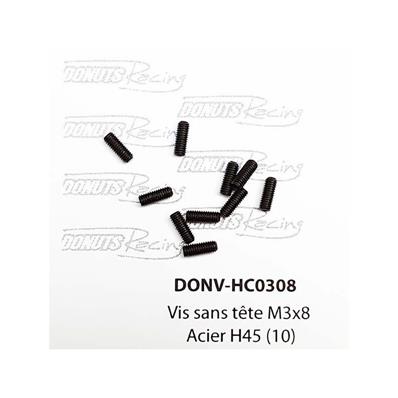 Vis sans têtes M3x8 Acier H45 (10) DONUTS RACING