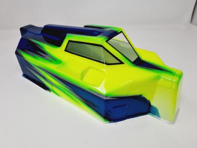 CARROSSERIE EB48 2.0 JAUNE FLUO/BLEU METAL PEINTE POUR EB48 2.0 - 2.1 TEKNO-RC