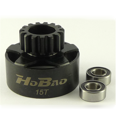 Cloche d'embrayage 15 dents + roulements (2) HOBAO RACING