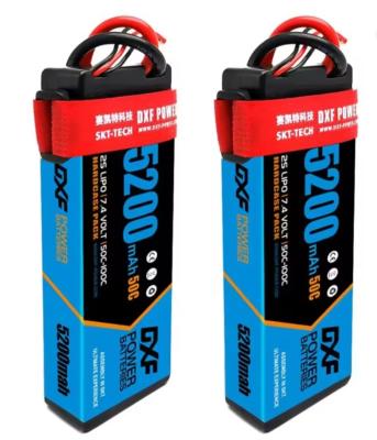 PACK 2x Lipo Batterie 2S 7.4V 5200mAh 50C Blue cordon DEAN DXF-POWER