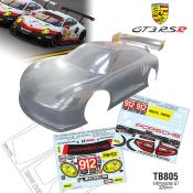Carrosserie 1/8e P911 HERTZ avec aileron non-peinte TEAM-C