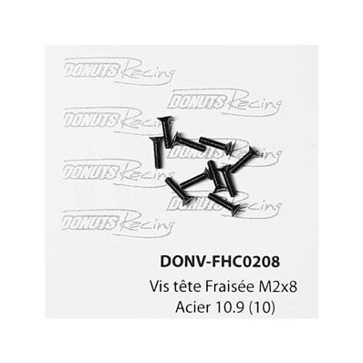 Vis têtes fraisées M2x8 Acier 10.9 (10) DONUTS RACING