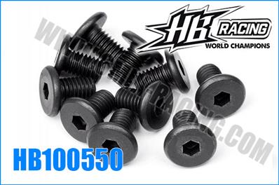 Vis de fixation moteur / châssis M5x8mm (10) HB RACING