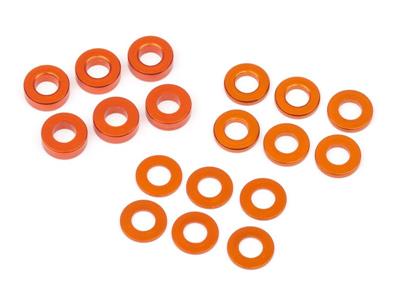 Rondelles aluminiums oranges 3x6mm (0.5/1.0/2.0mm) (6) HB RACING