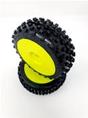 SP RACING - Pneus TT 1/8 STAR PIN montés-collés sur jantes jaune (2)