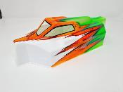 CARROSSERIE EB48 2.0 BLANC/ORANGE FLUO/VERT FLUO PEINTE POUR TEKNO EB48 2.0 - 2.1