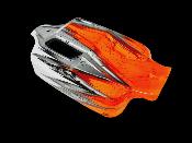 CARROSSERIE VS2 BLANC/SILVER/ORANGE FLUO PEINTE POUR VS2 HOBAO RACING
