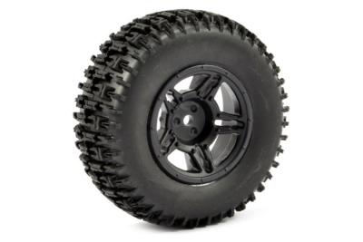 Pneus Short Course "JIGSAW" monté sur jantes 5 branches noires Hex. 12mm (type Slash/Blitz) FASTRAX