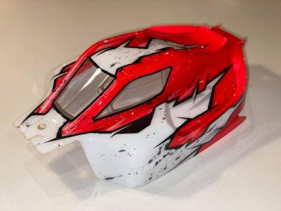 Carrosserie VISION BRUSHLESS pour SWORKZ S35-4E - Blanc/Rouge Fluo BITTYDESIGN