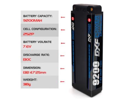 Batterie LiPo 2S 9200mAh 130C 7.6V 5mm - Haute Performance Pour Voitures RC 1/10 Et 1/8