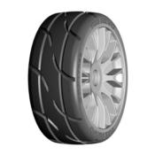 PNEUS GRP "T03 REVO" MONTÉ SUR NOUVELLE ROUE 20 RAYONS FLEX ARGENT - 1 PAIRE (DURETÉ AU CHOIX)