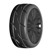 PNEUS GRP "T03 REVO" MONTÉ SUR NOUVELLE ROUE 20 RAYONS FLEX NOIR - 1 PAIRE (DURETÉ AU CHOIX)