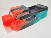 CARROSSERIE ET48 2.x ROUGE/GUN METAL/TURQUOISE PEINTE POUR ET48 2.0 - 2.2 TEKNO-RC