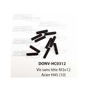 Vis sans têtes M3 x 12 Acier H45 (10) DONUTS RACING