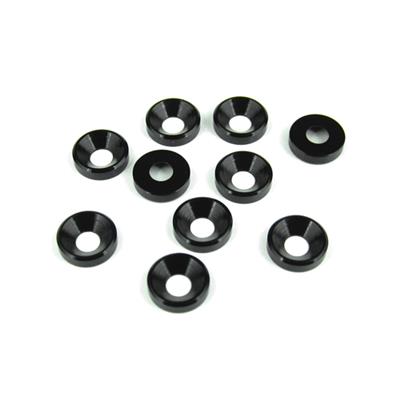 Rondelles coniques 4mm anodisées noires (10) TEKNO-RC