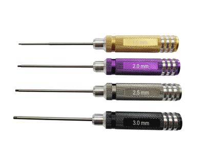 Lot de 4 Tournevis Hexagonal embout acier 1.5/2.0/2.5/3.0 mm (gold/purple/grey/black) WS-LINE