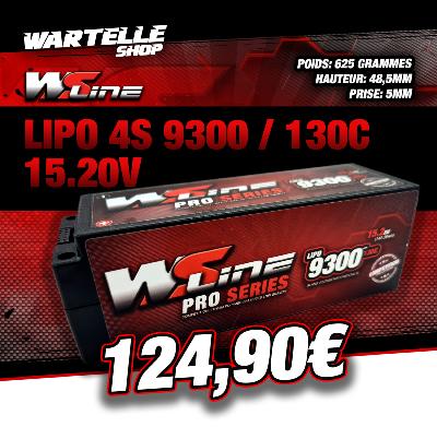 Accu Lipo 9300 130C 4S 15.2v (prises PK 5mm)  WS-LINE