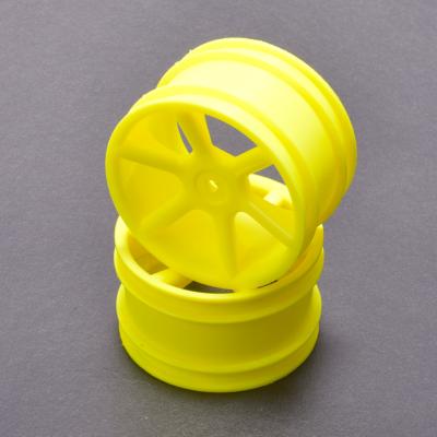 Jantes arriere 2WD/4WD jaune JC 6 rayons 2.2 hex. 14mm CAT 2K (2) CORE RC