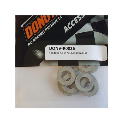 Rondelles acier 7x13.5x1mm (10) DONUTS RACING