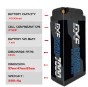 2 X Lipos Batteries 2S 7.6V SHORTY 7000mAh 140C Blue Lightning Series 5mm avec cordon DEAN DXF-POWER