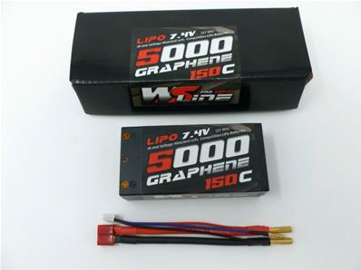 Accu Lipo Shorty 5000 150C 2S 7.4v Graphène (prise PK 4mm) 2S2P WS-LINE