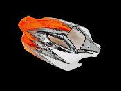 CARROSSERIE VS2 BLANC/SILVER/ORANGE FLUO PEINTE POUR VS2 HOBAO RACING