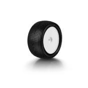 Pneus 1/10e TT Carpet Arriere 2wd/4wd montés-collés sur jantes blanches - 101 HUDY