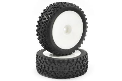 Pneus "CUBOID"  1/10 loisir AVT. sur jantes blanches pleines FASTRAX