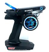 Radio Sanwa M17 + 2 Récepteurs Rx-493 + Kit pièces aluminiums bleus