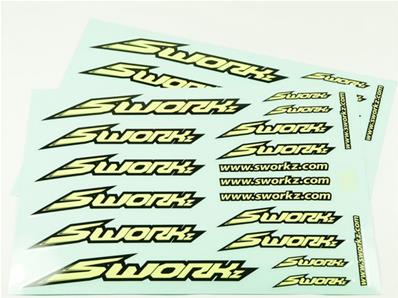 Planche stickers logo speed Jaune Fluo (2) SWORKZ