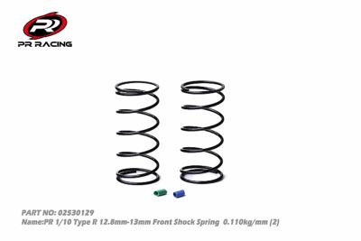 Ressorts d'amortisseurs avants verts/bleus type-R (12.8-13mm) 0.110kg/mm PR RACING