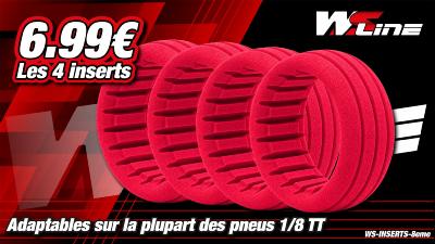 Inserts de pneus ROUGE pour 1/8eme (4) WS-LINE