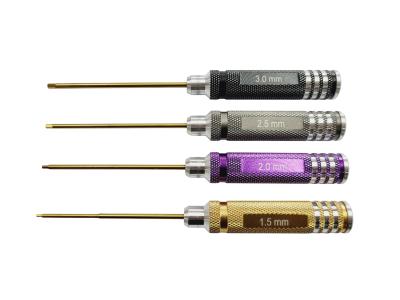 Lot de 4 Tournevis Hexagonal embout "Gold Titanium" 1.5/2.0/2.5/3.0 mm (gold/purple/grey/black) WS-LINE