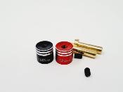 Bouchons de connectiques d'accus lipo + prises pk 4mm (Noir/Rouge)