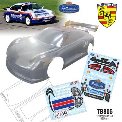 Carrosserie 1/8e P911 ROTHMANS avec aileron (non-peinte) TEAM-C