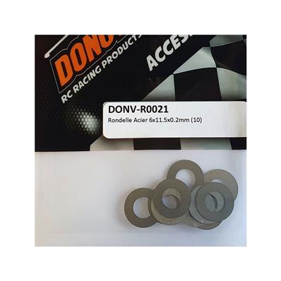 Rondelles acier 6x11.5x0.2mm (10) DONUTS RACING