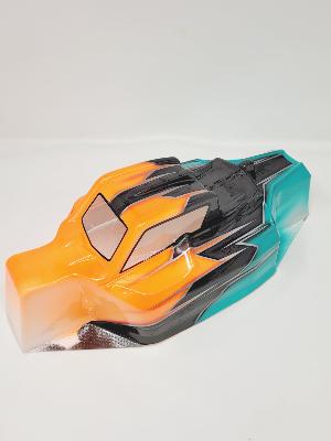 CARROSSERIE P2 ORANGE FLUO/GUN METAL/VERT EMEURAUDE PEINTE pour TEKNO EB/NB48 J-CONCEPTS