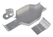 Châssis, plaque moteur et nez avant aluminium "silver" RC10/RC10T TEAM-ASSOCIATED