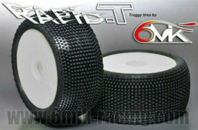 Pneus Truggy RAPID-T XS montés-collés sur jantes "Ultra" Blanche ( la paire) 6-MIK