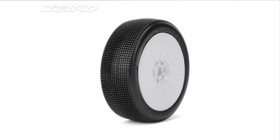Pneus Buggy 1/8e "LESNAR" Montés-Collés sur jantes REVO Blanche (la paire) JETKOPOWER