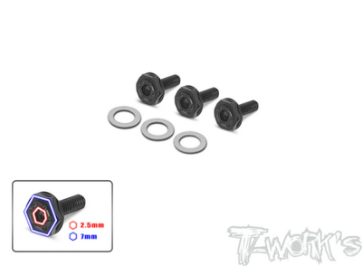 Vis d'embout moteur acier noires (3) T-WORK'S