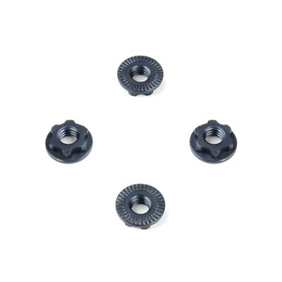 Wheel Nuts (7mm, serrated, gun metal ano, M4, 4pcs) TEKNO-RC