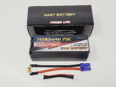 ACCU Lipo 7600 mAh 75C 14.8V 4S pk 5mm VANT Battery