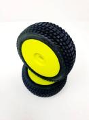SP RACING - Pneus TT 1/8 VELOCIRAPTOR "SPORT SERIES" sur jantes JAUNES (2)