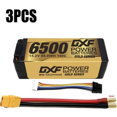 3 X Lipos Batteries 4S 15.2V 6500MAH 140C GoldSeries LCG 5MM Graphene avec cordon XT90