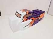 CARROSSERIE ET48 2.0 BLANC/ORANGE FLUO/VIOLET PEINTE POUR  ET48 2.0 TEKNO-RC