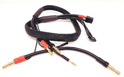Câble de Charge 2x2S Noir PK 4/5mm + prise d'équilibrage pour sortie chargeur XT60 (60cm) WS-Line