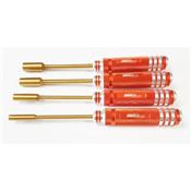 Set de 4 tournevis à douilles US avec manche en alu ORANGE 3/16 , 1/4 , 1/4 , 11/32 (4)